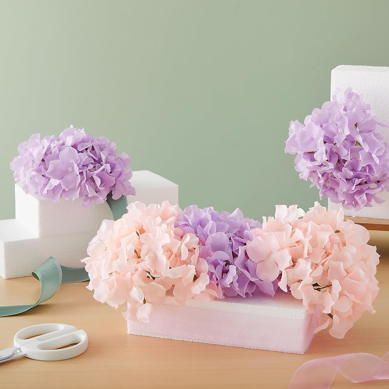 Flower Foam Craft Blocks - White 6-Pack, 8 x 4 x 2 in - Blocks for Flower Arrangements, Packing Foam and DIY Craft Supply