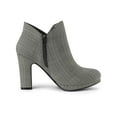 thumbnail image 3 of BLISSFUL STEP Women's Round Toe Block Heels Ankle Heel Boots Black White 10, 3 of 8