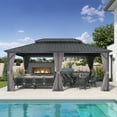 thumbnail image 2 of PURPLE LEAF Pavillon de Terrasse à Toit Rigide 12 Pieds X 18 Pieds Pavillon Extérieur Pavillon avec Toit Double en Acier Galvanisé pour Terrasse Pelouse Jardin Pavillon en Aluminium avec Moustiquaires et Rideaux Gris, 2 of 9