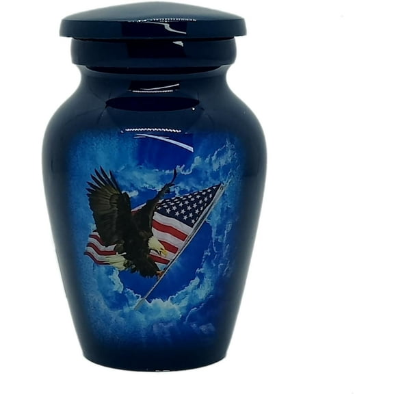 UR Keepsake Urn –Fly American Eagle with USA Flag Keepsake Cremation Urn for Human Ashes with Velvet Box & Velvet Bag-Mini Keepsake Urn - Affordable Keepsake Urn (3 cu.in)