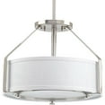 thumbnail image 4 of Progress Lighting, Ratio Collection, 3-Light Semi-Flush, Brushed Nickel, White Linen Drum Shade, 4 of 6