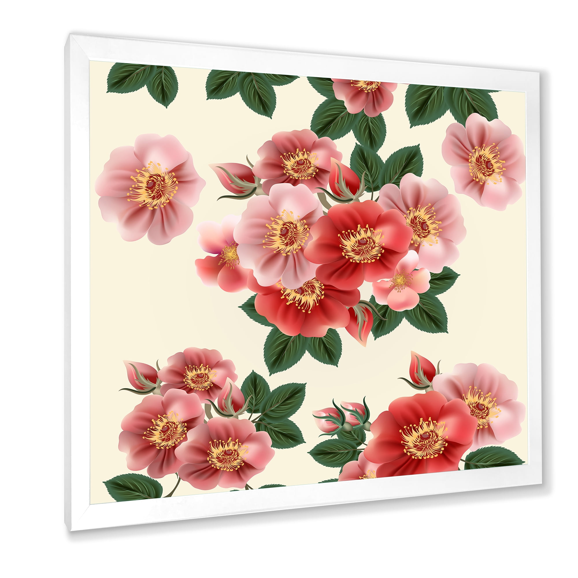 Designart 'Ancient Red Roses' Traditional Framed Art Print