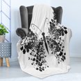 thumbnail image 4 of Butterfly Soft Flannel Fleece Throw Blanket, Abstract Insect Graphic with Leafy Wings in Monochromatic Design Print, Cozy Plush for Indoor and Outdoor Use, 70" x 90", Grey and Pale Grey, by Ambesonne, 4 of 5