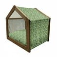 thumbnail image 2 of Plant Pet House, Watercolor Tropical Palm Leaves Colorful Illustration Natural Feelings, Outdoor & Indoor Portable Dog Kennel with Pillow and Cover, 5 Sizes, Fern Green Lime Green, by Ambesonne, 2 of 5