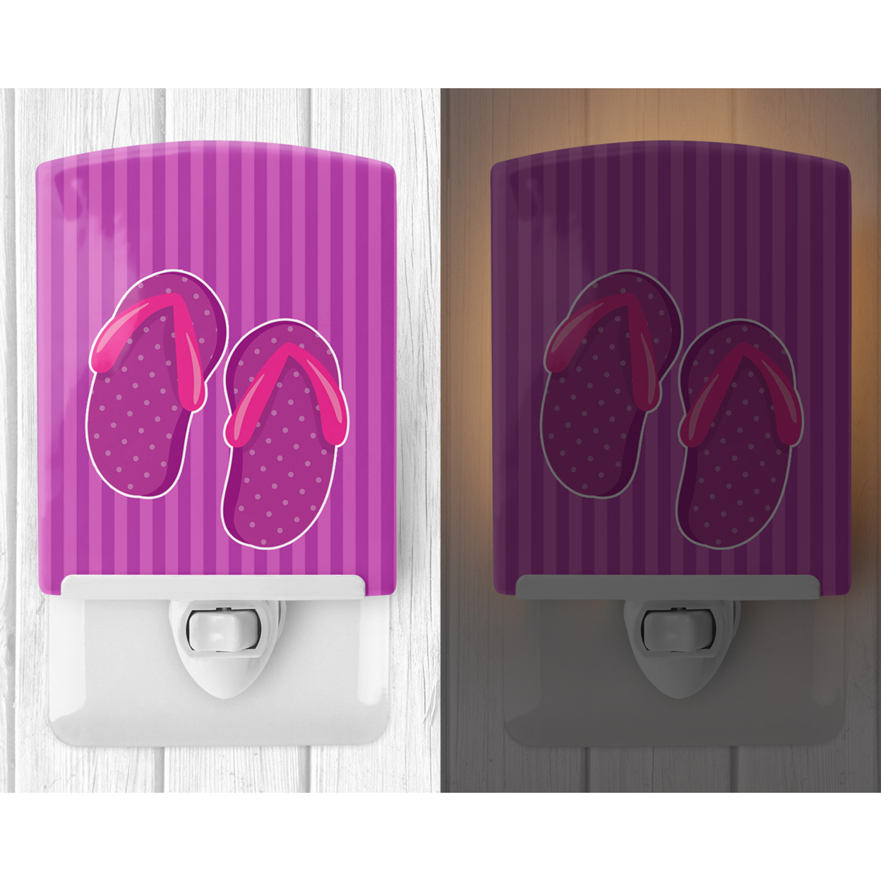 Caroline's Treasures BB8662CNL Beach Baby Girl Flip Flops Ceramic Night Light, 6x4x3", multicolor