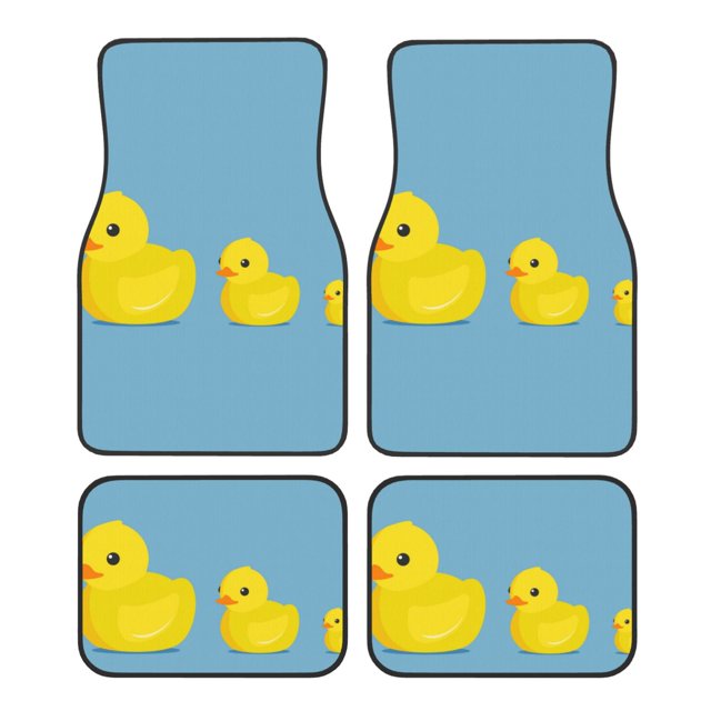Fotbe Cute Ducky Juego de 4 Tapetes para Auto con Estampado – Alfombrillas de Goma Reforzada, Diseño Antideslizante, Protección para Todo el Año – Vehículos, Autos, Camionetas y SUVs