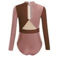 thumbnail image 2 of TTAO Kids Girls Sparkly Gymnastics Dance Leotard Long Sleeve Color Block Bodysuit Biketard Unitard Jumpsuit Activewear Dusty Pink 8, 2 of 5