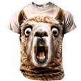 thumbnail image 4 of Men's Novelty 3D Alpaca Llama Graphic Tees Funny Animal Print T-Shirt Short Sleeve Crew Neck Casual Summer Shirts Breathable Tops for Men, 4 of 5