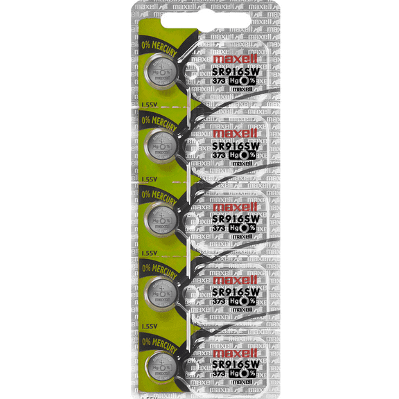 Maxell 373 SR916SW Silver Oxide Watch Batteries (5 Batteries)