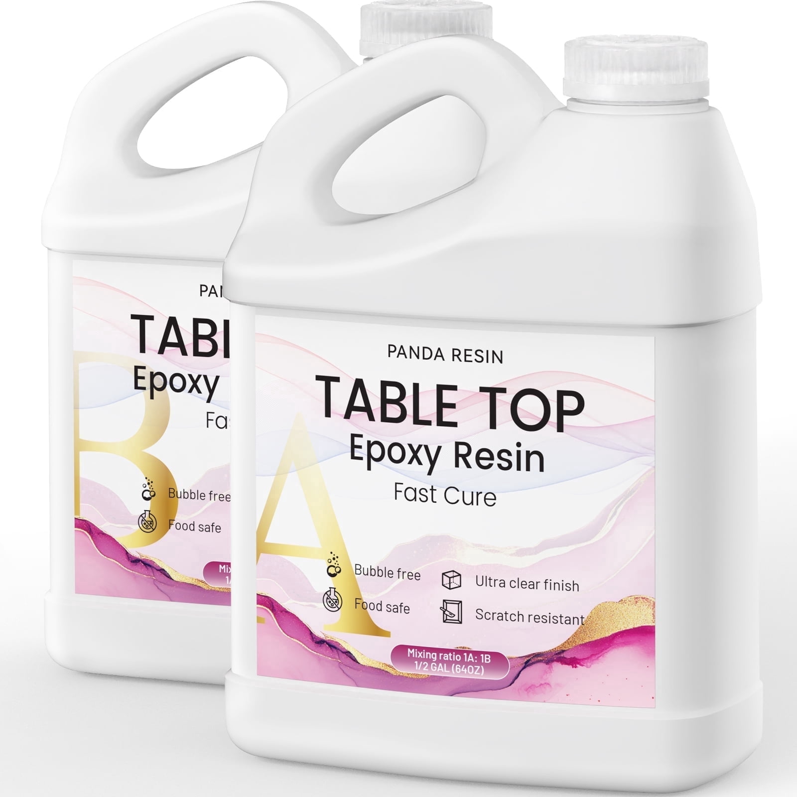 Panda Resin 1 Gal Table Top Epoxy Resin Kit, Super Gloss UV Resistant Self Leveling Food Safe for Wood Table Bar Surface Coating