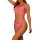 thumbnail image 4 of Conjuntos de bikini de triángulo de 2 piezas para mujer, con tirantes anchos ajustables y cierre en la espalda, trajes de baño acanalados, talla X-Large, color rosa intenso, 4 of 5