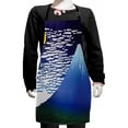 thumbnail image 1 of Mountain Kids Apron, Nighttime Illustration of Mountain with Clouds and Moon, Boys Girls Apron Bib with Adjustable Ties for Cooking Baking Painting, Yellow Indigo, by Ambesonne, 1 of 2