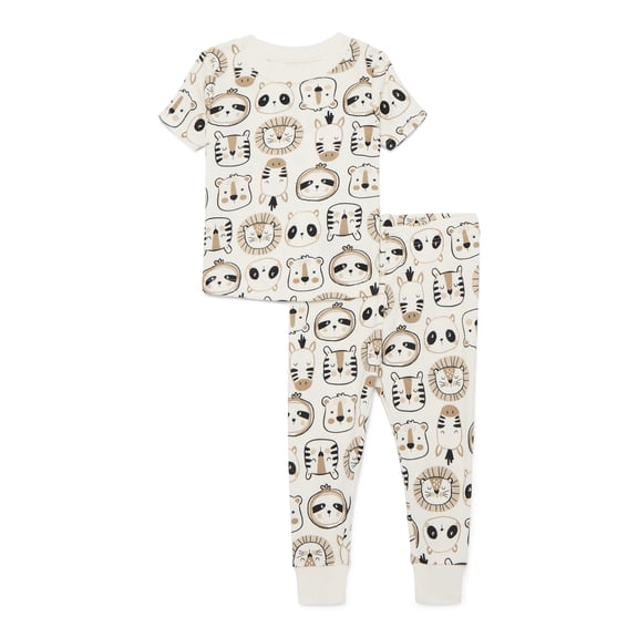 Wonder Nation Toddler Boys or Girls Cotton Snug-Fit Top and Pants Pajama Set, 2-Piece, Sizes 12M-5T