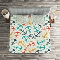 thumbnail image 2 of Ambesonne Colorful Quilted Coverlet 3 Pcs, Anchor Shape in Lines, Queen Size, Beige Multicolor, 2 of 2