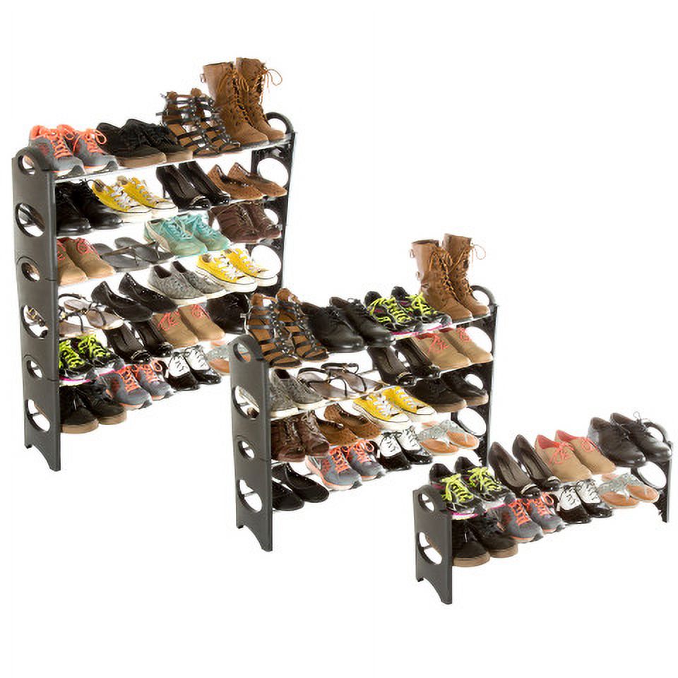 Everyday Home 6-Tier Stackable Shoe Rack - Holds 24 Pairs (Black)