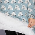 thumbnail image 3 of Oversized Wearable Blanket Hoodie,Blue Cartoon Unicorn Pattern Sherpa Blanket Hoodie with Super Pockets,Super Warm Fuzzy Pullover for Women & Men, 3 of 6