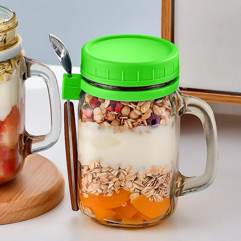 Overnight Oats Jars with Lid and Spoon,11oz/20oz Large Capacity Airtight Oatmeal  Container,Portable Mason Jars Breakfast Container 