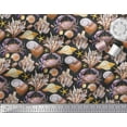 thumbnail image 2 of Soimoi Black Poly Georgette Fabric Crab,Shell & Coral Ocean Print Sewing Fabric Yard 52 Inch Wide, 2 of 3