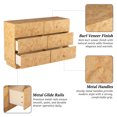 thumbnail image 3 of COZAYH Modern 6 Drawer Dresser with Burl Finish, Wide Wood Chest of Drawers Clothes Organizer, Stylish Large Storage Cabinet for Bedroom or Entryway, 3 of 7