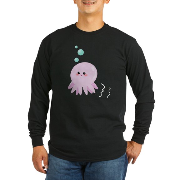 CafePress - Cute Pink Octopus Long Sleeve T Shirt - Long Sleeve Dark T-Shirt