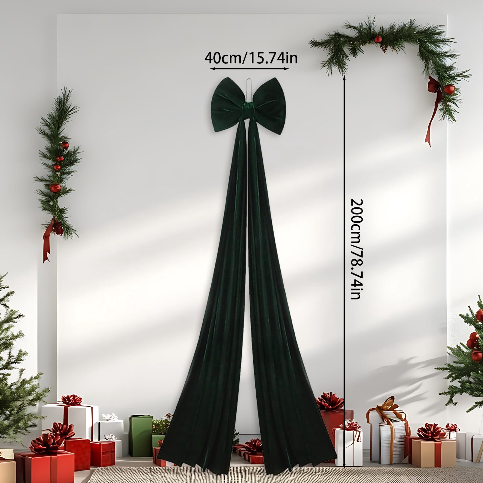 Ayprnig Christmas Decorations - 6.5 Ft Giant Christmas Bows, Christmas Velvet Bow For Tree Topper, Christmas Tree Bows For Christmas Tree, Wreath, Wall, Backdrop Decorations 15.7x78.7 Inch Red