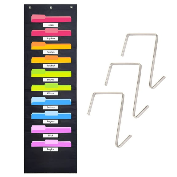 Wall Organizer for Office,10 Tier Vertical Wall Mount File Holder – Clearance Hanging Wall File Organizer, Heavy Duty Storage Pocket Chart for Classroom, File Folder Wall Organizer for Office