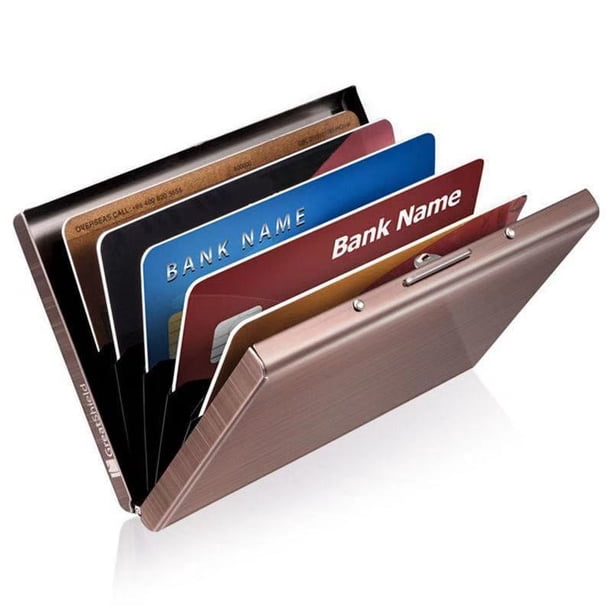 Portatarjetas de acero inoxidable con 6 posiciones para tarjetas, portatarjetas de crédito, portatarjetas de metal, portatarjetas de órgano, portatarjetas de visita