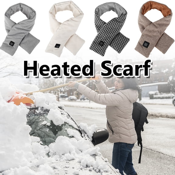 Hands DIY 5V/2A USB Powered Electric Heated Scarf Washable Unisex Warm Heated Scarves Electric Warm Neck Wrap with Hidden Pocket for Outdoor Christmas