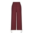 thumbnail image 5 of HomeGardon Summer Clearance!Linen Pants Women,Pants for Women,Solid Color Cotton Linen Loose Drawstring Pocket Cropped Trousers with Pockets Pants,S-XXL, 5 of 7