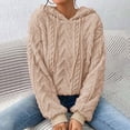 thumbnail image 5 of Women's Textured Knit Sweater Hooded Long Sleeve Pullover Warm Comfortable Winter Top Khaki M, 5 of 7