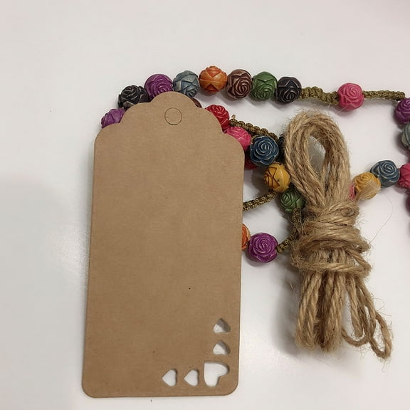 MLINS Kraft Paper Tags for Display Use Brown Color with Hole for Hanging Decoration 50 Pieces