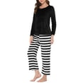 thumbnail image 4 of Unique Bargains Women's Lounge Long Sleeve Nightwear Warm Flannel Pajama Sleepwear Sets, 4 of 5