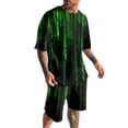 thumbnail image 1 of Costumes pour Hommes Ensemble 2 Pcs Hipster Imprimé Patchwork Tee-Shirt et Shorts pour Hommes Style Sport Moderne Décontracté, 1 of 8