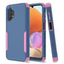 Allytech Galaxy A32 5G Phone Case, Hybrid TPU PC Military Grade Shockproof Protection Slim Scratch Resistant Bumper Defender Case Cover for Samsung Galaxy A32 5G 6.5-Inch - Blue Pink