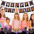 thumbnail image 3 of Halloween Full Moon Night Dinnerware Plates Cup Folk Napkins Cutlery Tablecloth. (purpul+black)(9pcs), 3 of 5