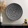 thumbnail image 3 of DecMode Black Mother of Pearl Shell Handmade Mosaic Plate Wall Decor with Beige and Gray Accents, 3 of 16