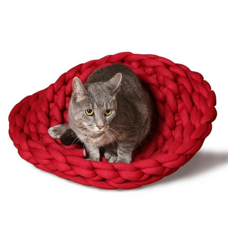 UPC: 0655199636839 | K&H Pet Products Knitted Pet Bed Red 17 X 4 Inches