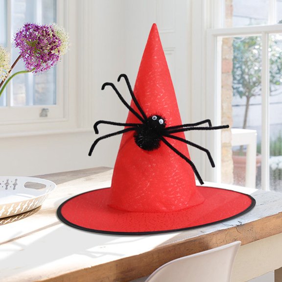Halloween Witch Hats Black Spider Wizard Top Hat Party Cap Cosplay Fancy Masquerade Birthday Head Wear Gift Red