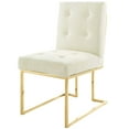 thumbnail image 3 of Side Dining Chair, Set of 2, Velvet, Metal Steel, Gold Ivory White, Modern Contemporary Urban Design, Kitchen Room Cafe Bistro Restaurant Hospitality, 3 of 4