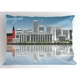 thumbnail image 1 of Illinois Pillow Sham, Springfield Skyline with Buildings Travel Business Tourism Modern Concept, Decorative Standard Queen Size Printed Pillowcase, 30" X 20", Blue and Pale Grey, by Ambesonne, 1 of 2