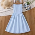 thumbnail image 2 of Girls Blue White Striped Sleeveless Button Down A Line Summer Sundress 7-12 Years Kids Casual Dress,Size 10-11T, 2 of 9