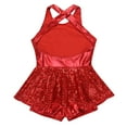 thumbnail image 4 of YONGHS Kids Girls Shiny Sequins Criss Cross Back Leotard Dress for Latin Modern Ballet Dance Red 16, 4 of 7
