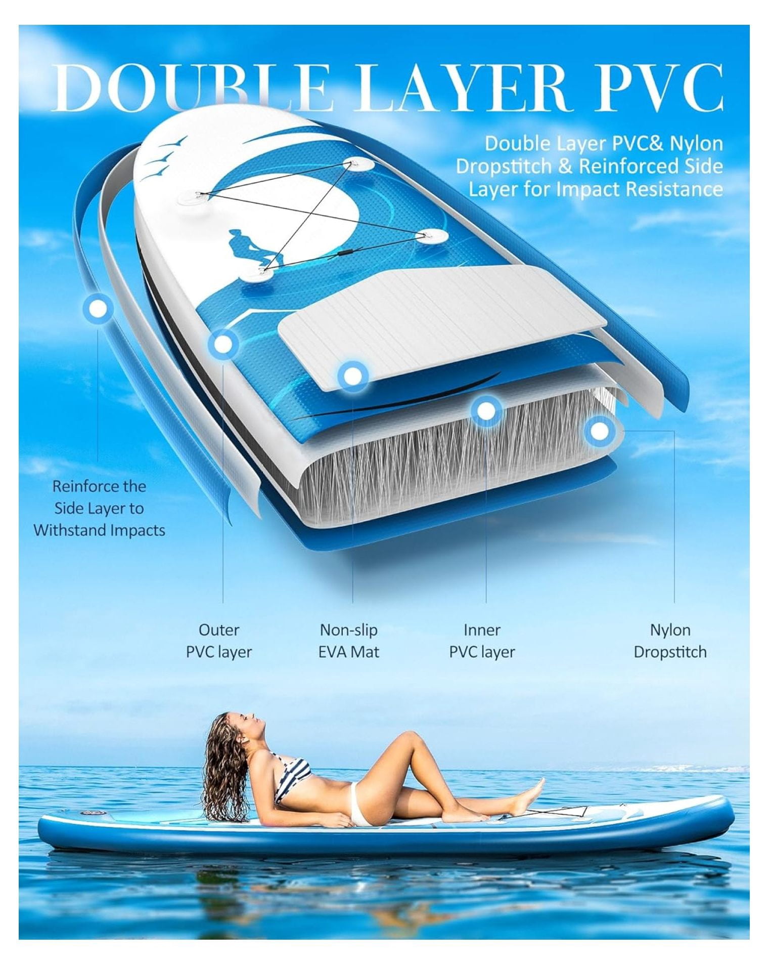 Paddle Board Stand Up Paddle Board SUP 6 inches Thick Board with ISUP Accessories & Carry Bag & Fast Pumping for Adults & Youth for Paddling Surfing Fishing Yoga