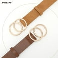 thumbnail image 3 of 4 Pack Women Leather Belts Faux Leather Jeans Belt with Double O Ring Buckle, 3 of 7