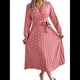 thumbnail image 3 of Vestido Plisado de Larga con Cuello en V y Lunares para Mujer, Informal, Holgado y con Cinturón Rosa S, 3 of 10