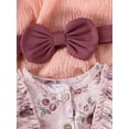 thumbnail image 5 of Bslissey Baby Girls Corduroy Romper Infant Girl Flower Print Long Sleeve Bow Ruffle Jumpsuit with Headband Newborn Casual Cute Bodysuit for Spring Fall 3M 6M 9M 12M 18M, 5 of 7