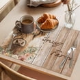 thumbnail image 3 of Spring Cow Floral Placemats Set of 6 Light Brown Wooden Farmhouse Place Mats Indoor Wipeable Table Mats Washable Cloth Dining Table Placemats for Kitchen Holiday Party Home Decor 13x19 Inch, 3 of 9