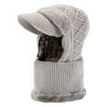 thumbnail image 4 of Bibifish Womens One Piece Cable Knit Brim Beanie Hat Lined Warm Ear Flaps Neck Wrap Integrated Hat Windproof Cold Weather Outdoor Practical Hats, 4 of 4