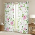 thumbnail image 2 of Manfei Pink Flower Floral Blackout Curtains Set of 2 (52x84 Each),Romantic Rose Window Curtains,Green Leaves Curtains and Drapes For Girl Child,Ultra Soft Home Decor, 2 of 6