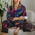 thumbnail image 6 of Yiaed Artistic Colorful Bird Print Pajamas Women's Long Sleeve Sleepwear Soft Button Down Loungewear Pjs Lounge Set Nightwear Womens Pajama Pants-Small, 6 of 7
